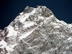 
Nanga Parbat Rupal Face Summit Area Close Up From Herligkoffer Rupal Face Base Camp. �My first impression on emerging onto the ridge from the South Face was for me the most powerful moment of the entire Nanga Parbat Expedition. Everything seemed so unreal, so quiet. And there was Gunther, right next to me.� (The Naked Mountain by Reinhold Messner).
